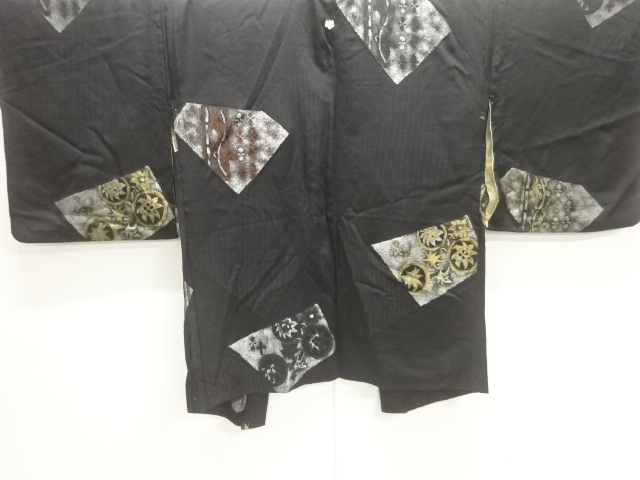 JAPANESE ANTIQUE HAORI / TAISHO ROMAN STYLE / URUSHI / WOVEN FLOWER